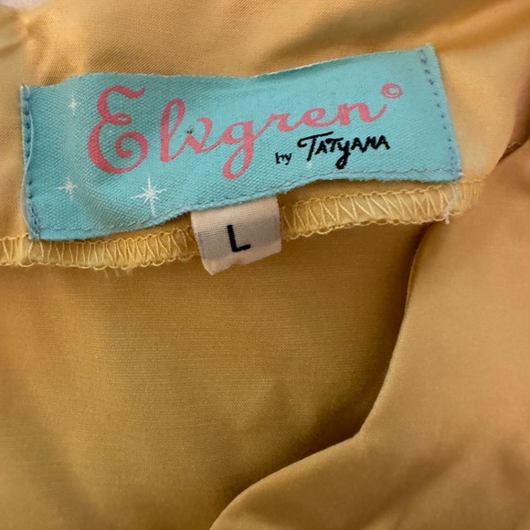 RARE Vintage chartreuse colorblock satin dress size large by Elvgren by Tatyana - Picture 8 of 11